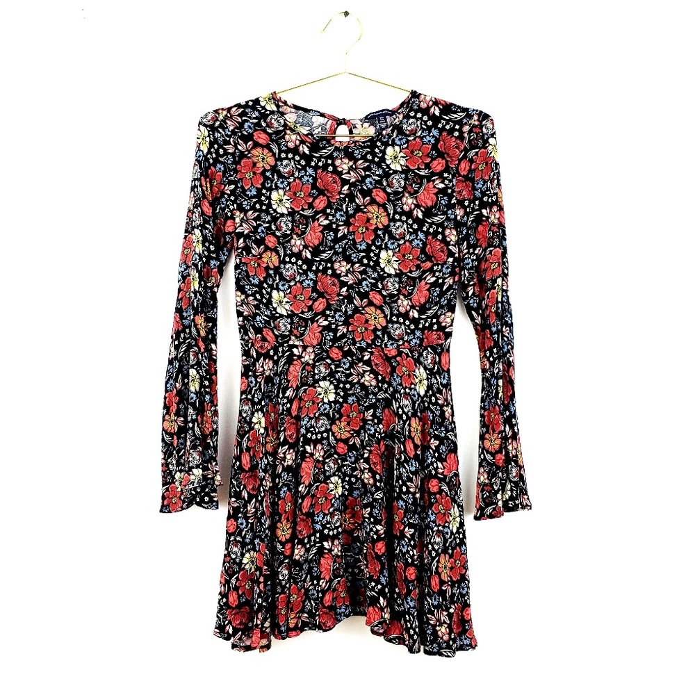 AEO Boho 90s floral long sleeve skater dress